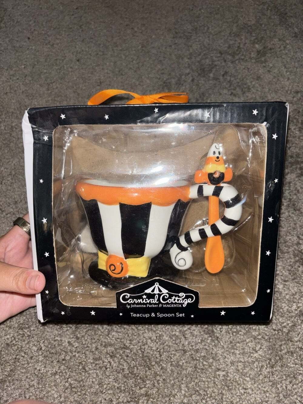 Carnival Cottage Johanna Parker Halloween Candy Corn Teacup And Spoon Boxed Set